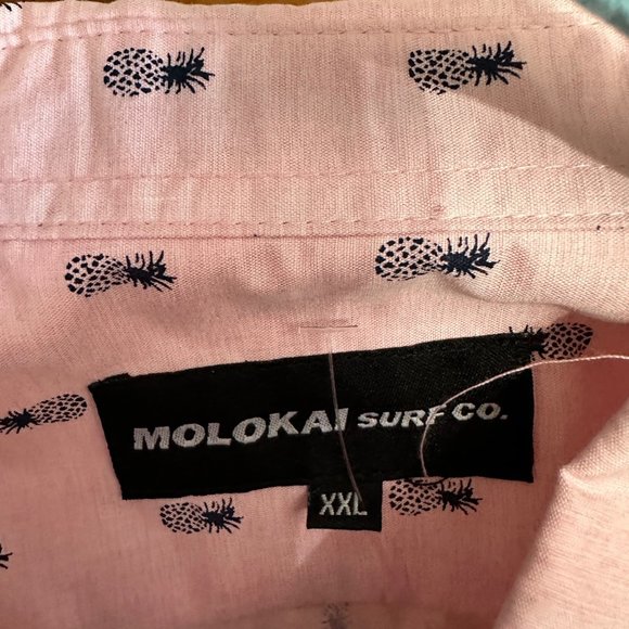 Molokai Surf Co. NWT men’s size XXL pink pineapple print button front shirt - Picture 7 of 11